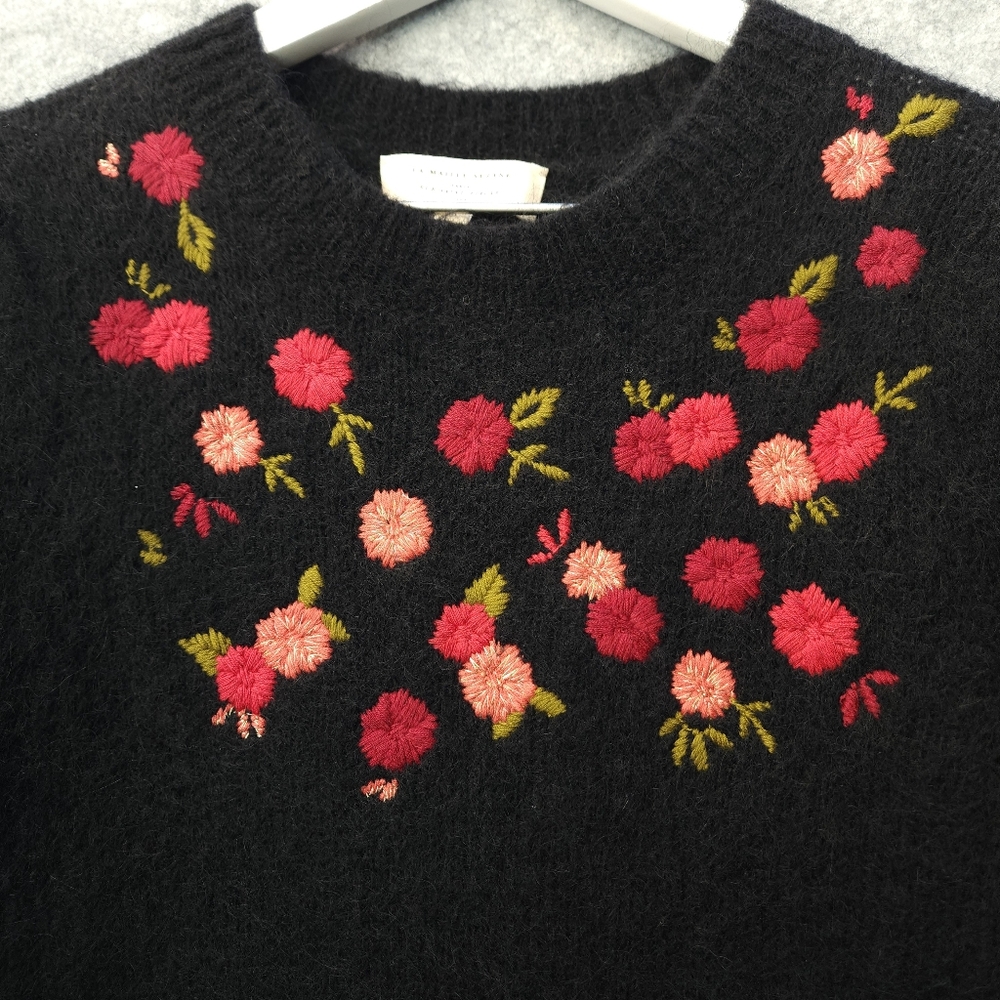 SEZANE Uriel Embroidered Long Sleeve Dress in Black - Picture 4 of 11